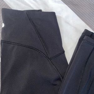lululemon legging, 25”, black with mesh stripe on bottom sides
